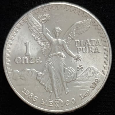 1986 1 oz Libertad 1 Onza .999 Fine Silver