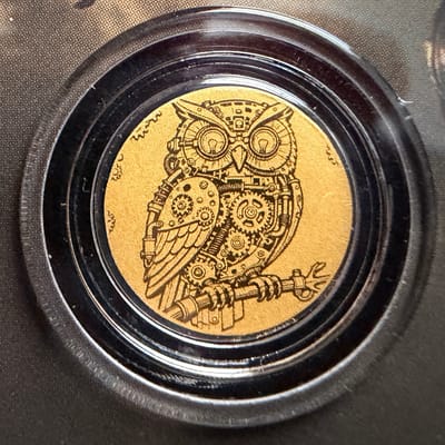 2026 Steampunk Mech Owl 1/1000 oz .9999 Gold
