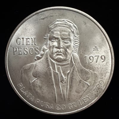 1979 Mexico 100 Pesos Coin .720 Silver