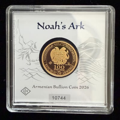 2026 Noah’s Ark 1g .9999 Gold 100 Dram Coin