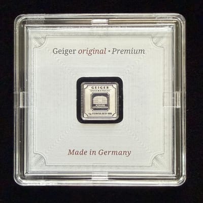 1 Gram Geiger Silver Bar in Assay .999 Fine