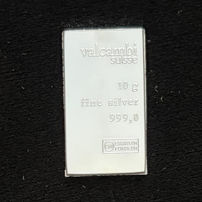 10 Gram Valcambi Suisse Silver Bar .999 Fine