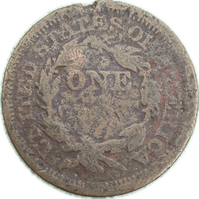 1849 Large Cent - Damaged Cull Coin - additional view
