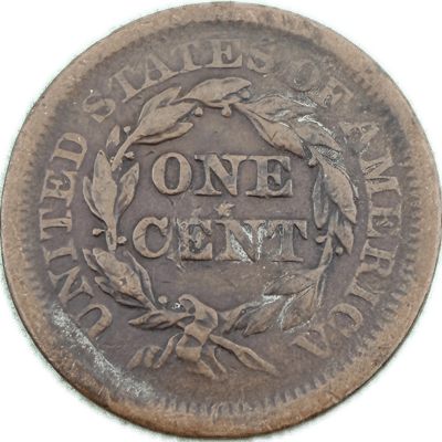1853 Large Cent - Clear Liberty Band/ Ear Detail - additional view