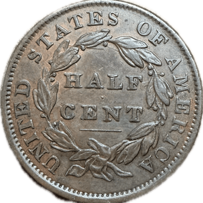 1834 Half Cent - Extremely Sharp Hair Detail AU50  - additional view