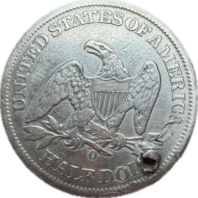 1861-O Seated Liberty Half Dollar - Key Date Holed - additional view