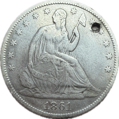 1861-O Seated Liberty Half Dollar - Key Date Holed