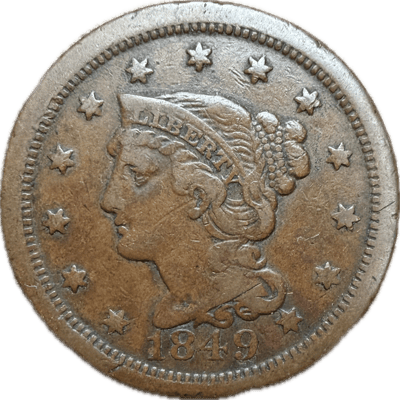 1849 Large Cent - Old Historic US Coin (VF)