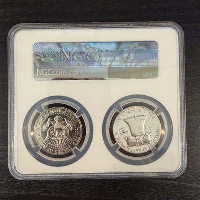 Proof Kennedy and Franklin Half Dollar Slab  - additional view