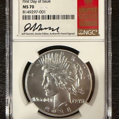 2023 Peace Dollar First Day Of Issue MS-70