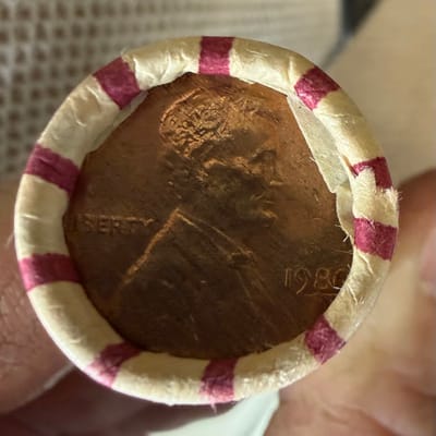 Original bank roll, 1980 Lincoln cents 95% Copper - additional view