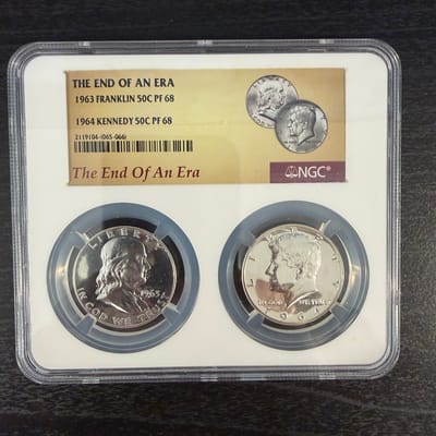 Proof Kennedy and Franklin Half Dollar Slab 