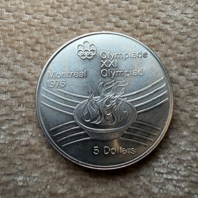 1976 $5 Canada Olympic Silver Coin .925