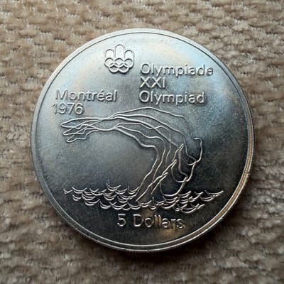 1976 $5 Canada Olympic Silver Coin .925
