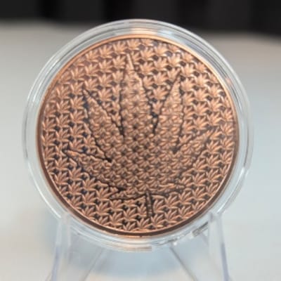 1 oz Hidden Cannabis Leaf Copper Round – .999