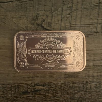  1 oz. $2 Banknote Commemorative .999 Copper Bar - additional view
