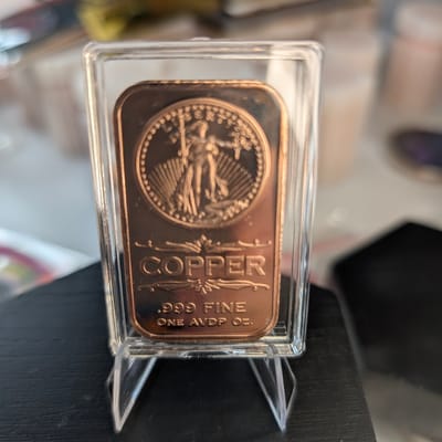 1 oz .999 Fine Copper Bar – Walking Liberty Design