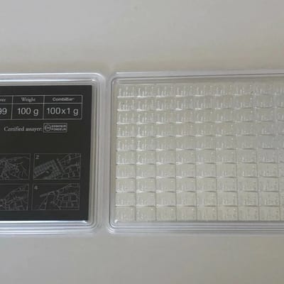 100 x 1-Gram SILVER 999 PURE Valcambi Combibar  - additional view