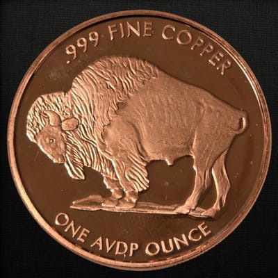 1 oz 999 Fine Copper Buffalo Round · Indian Head  - additional view