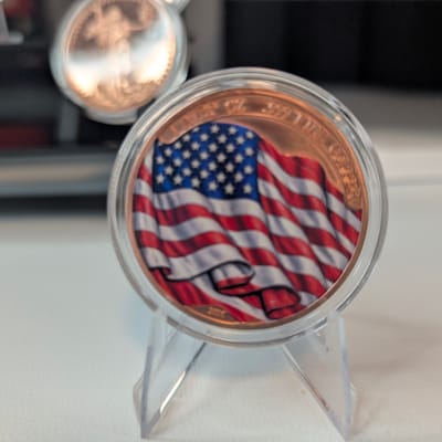 Colorized American Flag & Bald Eagle 1 oz Copper - additional view