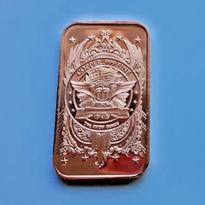 Copper bullion 1 troy ounce BUFFALO BAR .999  - additional view