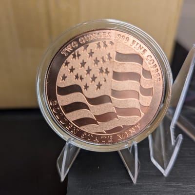 2 oz .999 Fine Copper Round Golden State Mint USA - additional view