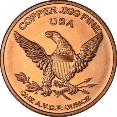 1 oz .999 Copper Round - Jefferson Nickel design - additional view