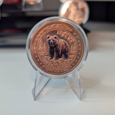Colorized Grizzly Bear Copper Round – 1 oz .999 