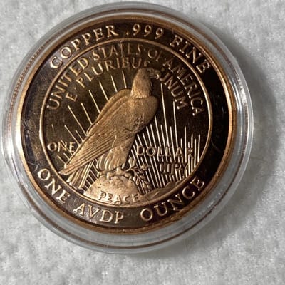Peace Dollar 1 oz Copper Round With Capsule - additional view