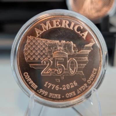 1 oz Copper Round – Quarter Millennium 1776–2026