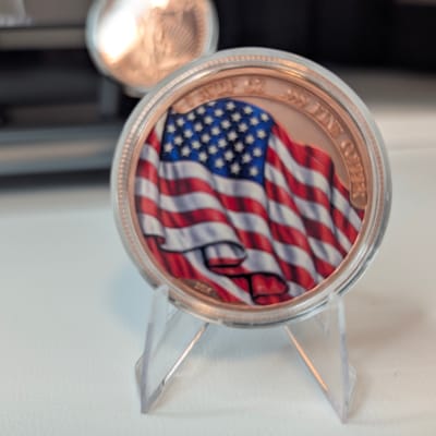 Colorized Dragon & American Flag Copper Round 1oz - additional view