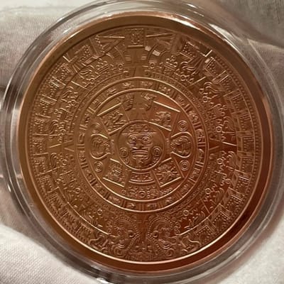 5 oz Copper Round - Aztec Calendar in Capsule - additional view