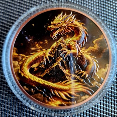 5 OZ .999 Copper Golden Dragon - additional view