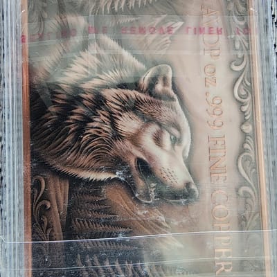 Colorized 5 oz Copper Wolf  - additional view