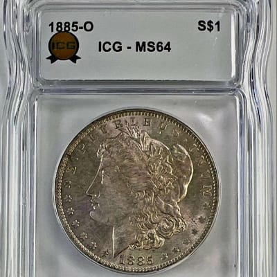 1885 O Morgan MS 64 silver Toned