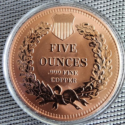 1877 Tribute Indian Head 5 OZ ADP Copper - additional view