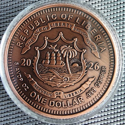 5 OZ Colorized  Copper Zeus .999 - additional view