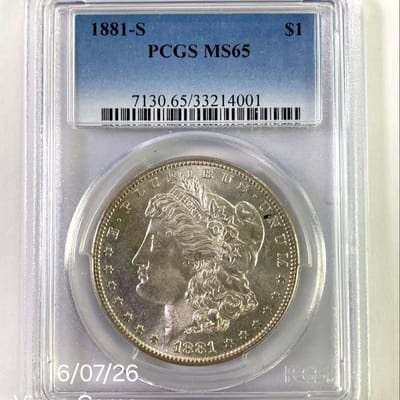 1881‑S Morgan Silver Dollar – PCGS MS65 – Stunning