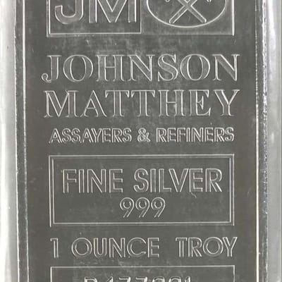 Johnson Matthey 1 oz . Fine Silver Bar – Serial-Vi