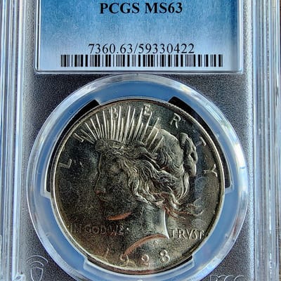 1923 $1 Peace Silver Dollar - PCGS MS63 