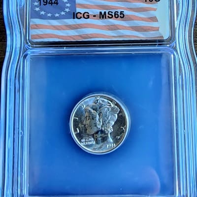 1944 Mercury Dime ICG MS65