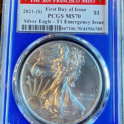 2021-S FDI American Silver Eagle PCGS MS70 T1