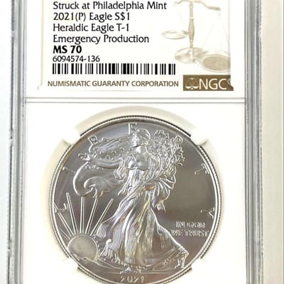 2021‑(P) American Silver Eagle – Type 1 – NGC MS70