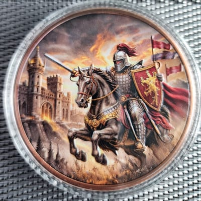 5 OZ Colorized Copper Jousting Knight