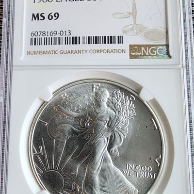 1986 American Silver Eagle – NGC MS69 (First Year 