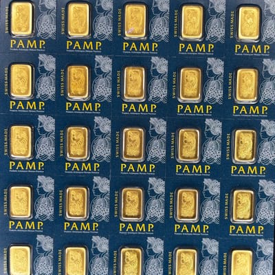 PAMP 25 x 1Gram gold breakable assay bars