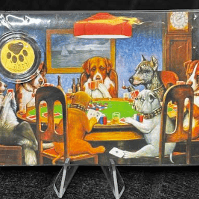 1/1000th .9999 gold dogs playing poker
