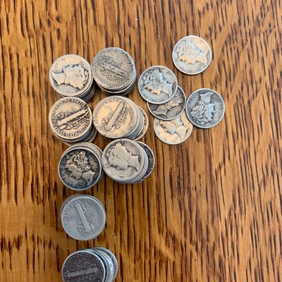 Lot of 10 Mercury Dimes – Pre-1946 – 90% Silver