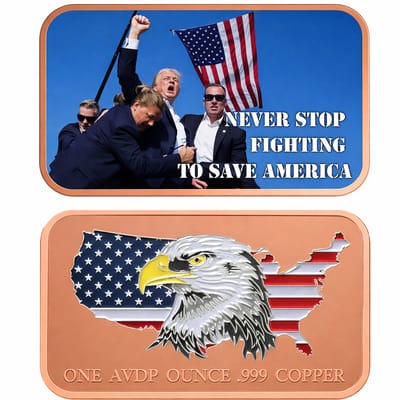 Colorized Trump Fight 1oz Copper Bar