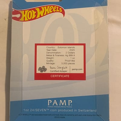 PAMP Hot Wheels 1oz Silver Solomon Islands $2 - additional view